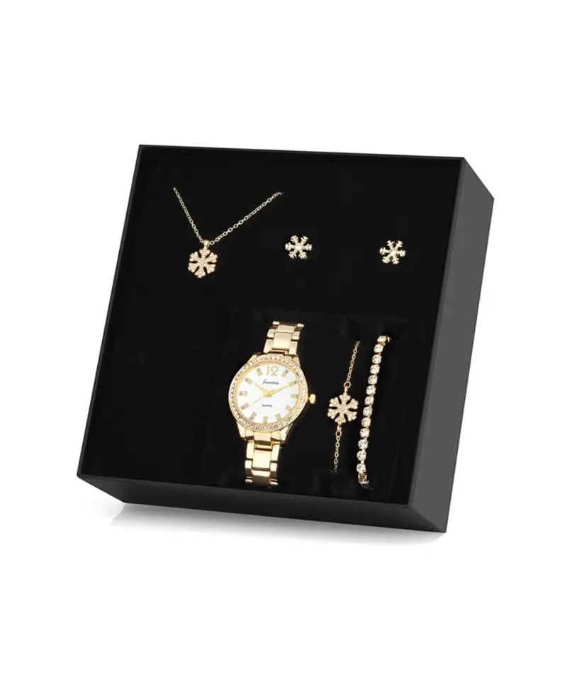 Altın Kaplama Kar Tanesi Kolye Küpe Bileklik Saat Seti Hediye Set Altın Kaplama Kar Tanesi Kolye Küpe Bileklik Saat Seti Hediye Set
